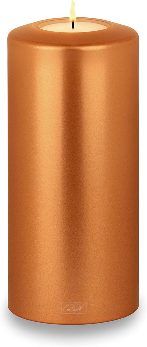 Theelichthouder kaarsvorm 8 + 10 cm - Metallic koper - Robuust kunststof - Geschikt voor buitengebruik - ShopVlot