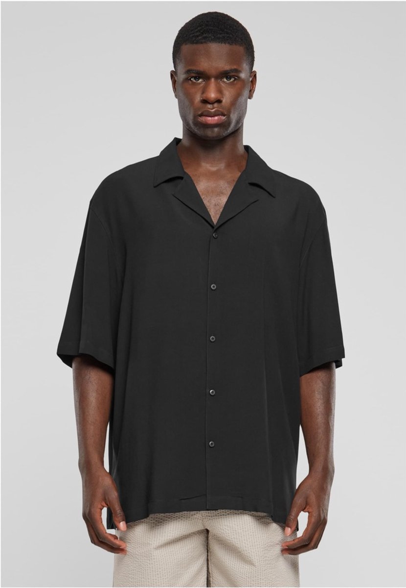 Urban Classics Loose Viscose Shirt Shirt met korte mouwen 4XL Viscose Heren Basics Zwart
