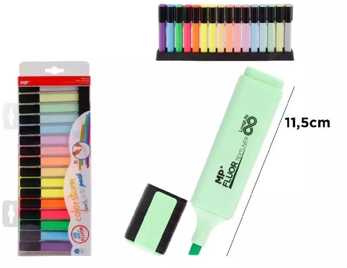 Pastel Fluorescerende Markeerstiften Set - 16 Stuks