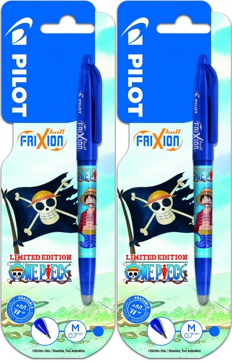 2x Pilot Frixion Ball One Piece Blauwe Uitwisbare pen 0,7 mm