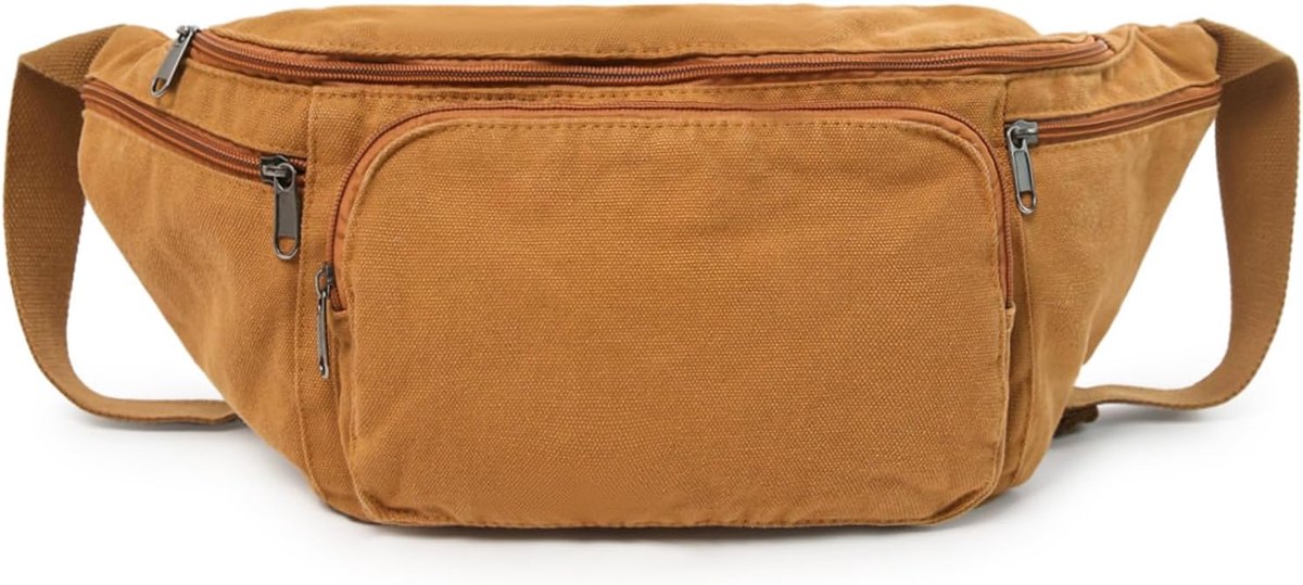 Canvas schoudertas vintage stijl heuptas met meerdere ritsvakken crossbody tas voor dagelijks gebruik en reizen - ShopVlot