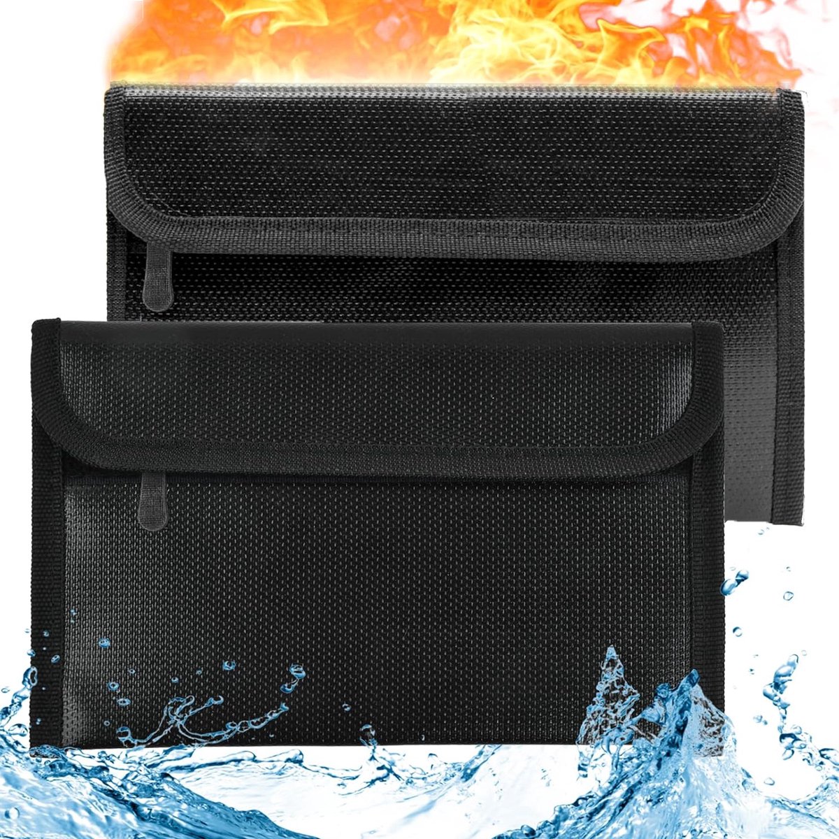 2x Brandloze brand- en waterdichte documentcontainers 20,5x12 cm