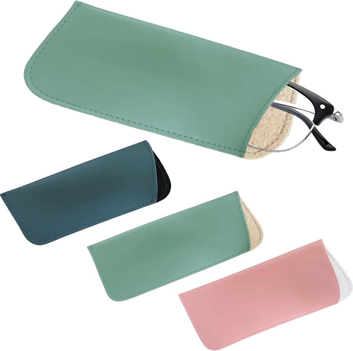 Dreamil Glasses Case Soft 3 Pcs PU Leather Glasses Case Portable - ShopVlot