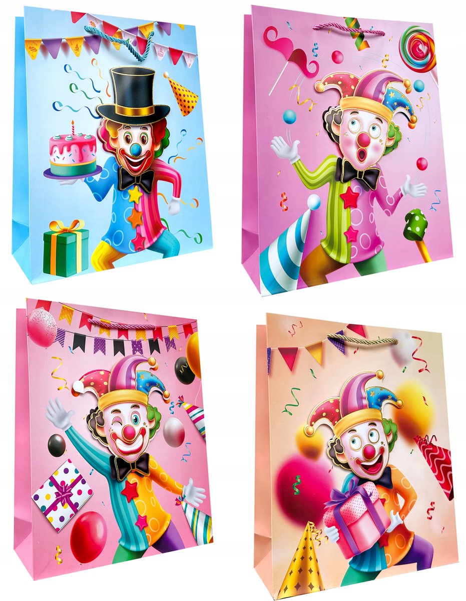 Decoratieve Cadeautas Clown 31x41,5x12cm - 1 Stuk