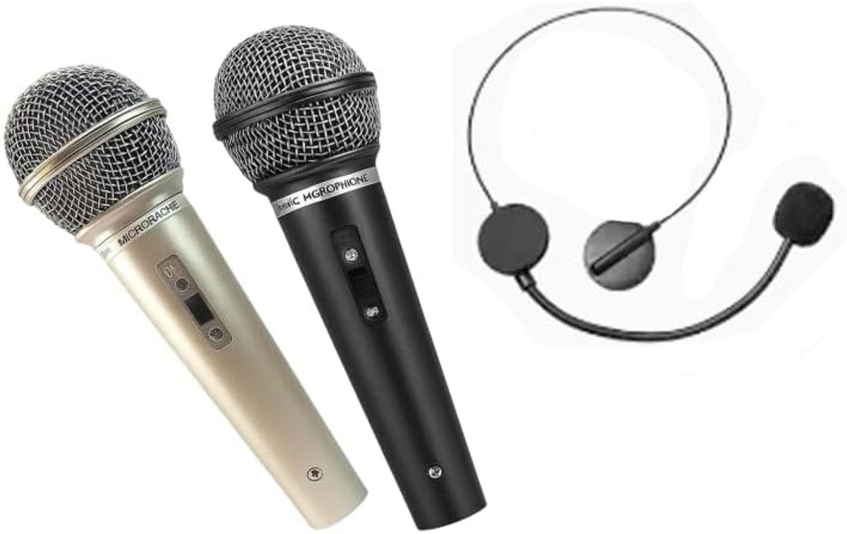 Set van 3 microfoons en headset voor rollenspel en feest - ShopVlot
