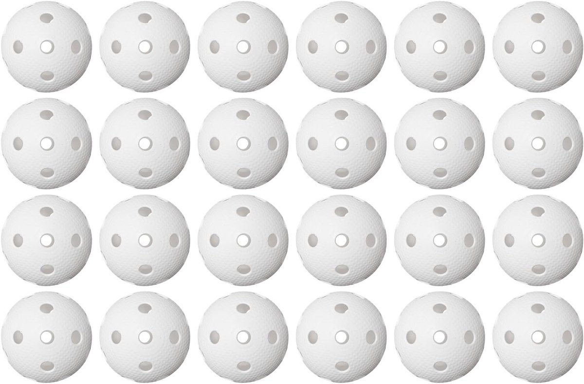 Unihockey bal set 24 stuks - dikke ballen - wit - IFF gecertificeerd voor competitie - ShopVlot