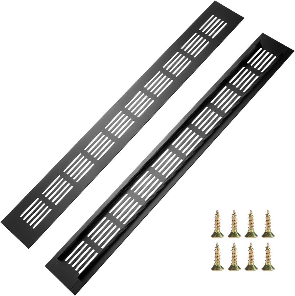 Ventilatie grille 400 x 50 mm - aluminium zwart - stevige constructie - optimale luchtcirculatie voor kasten - ShopVlot