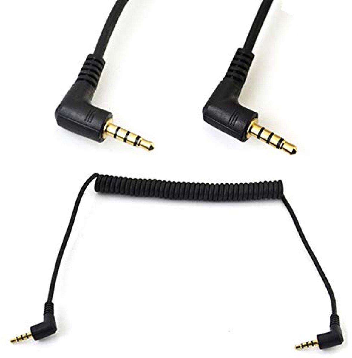 Stereo audiokabel 3,5mm - Coiled 90 graden - 1 tot 6 voet - Ideaal voor auto en thuisgebruik - ShopVlot