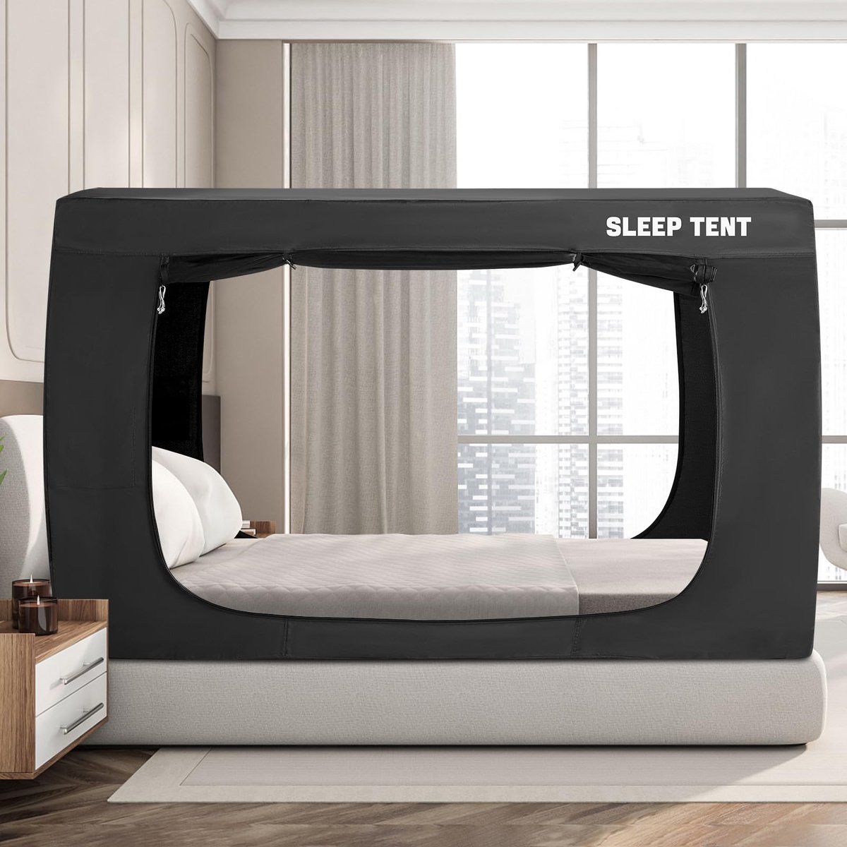 Bedtent twinsize - draagbaar en ademend - privacyruimte met drie deuren - ideaal voor kinderen en volwassenen - ShopVlot