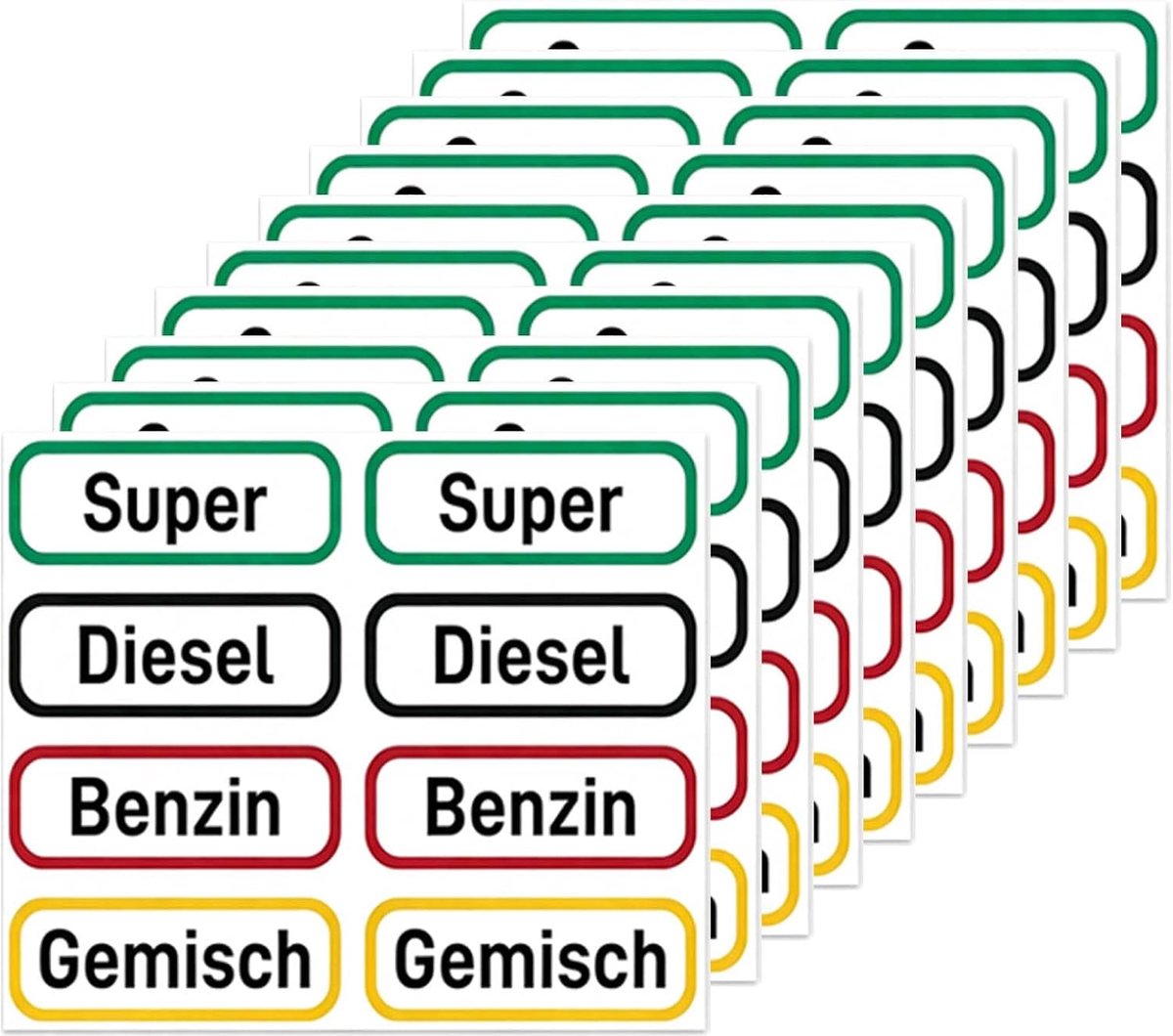 Brandstofstickers 40 stuks - 6 x 2 cm - waterdicht pvc - geschikt voor tankdeksels - ShopVlot