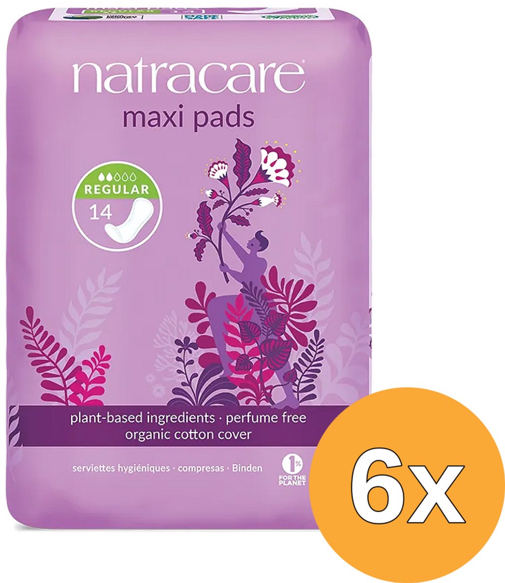 6x Natracare Maandverband normaal (14 stuks)