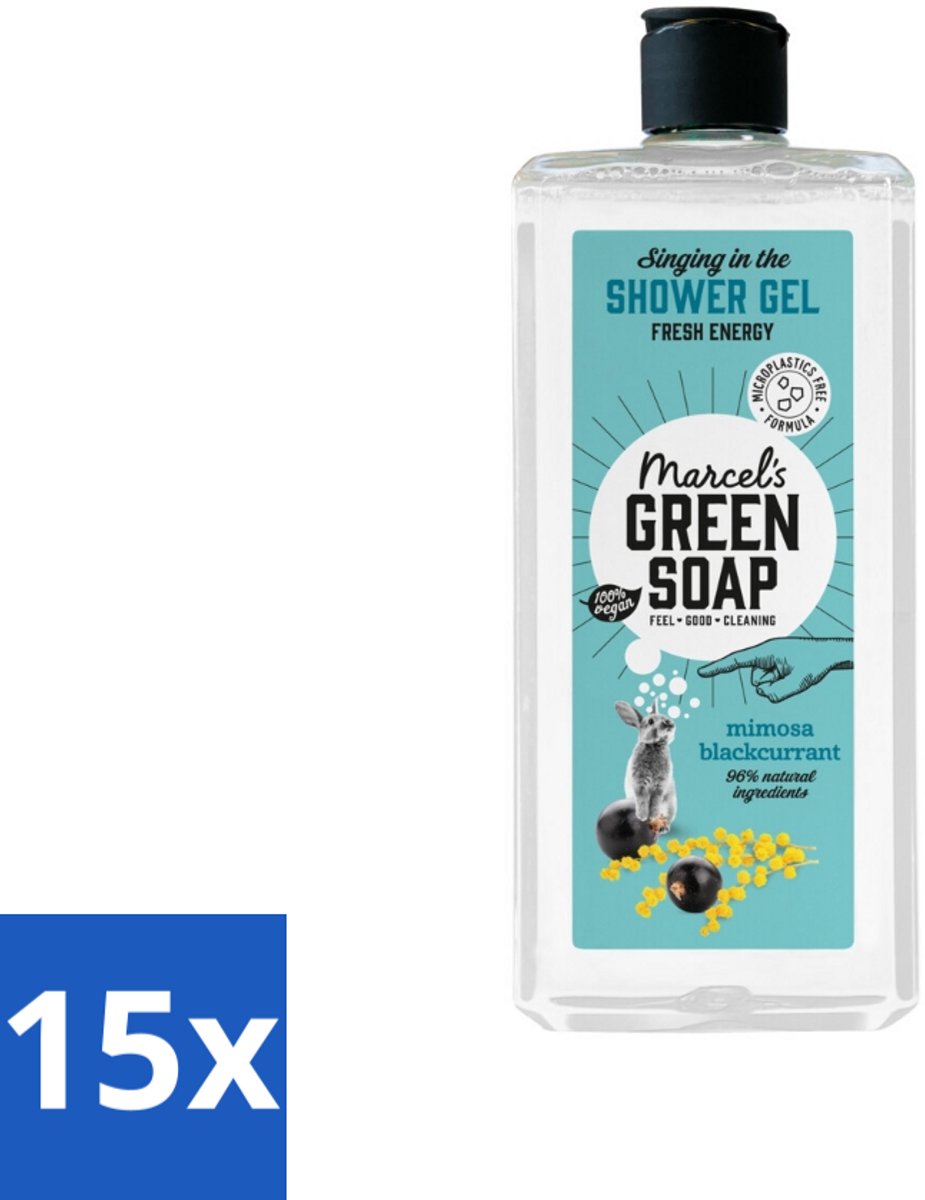 Marcel's Green Soap - Douchegel - Mimosa & Zwarte Bes - Verzorgend & zacht - 300 ml - Bulkverpakking - 15 stuks