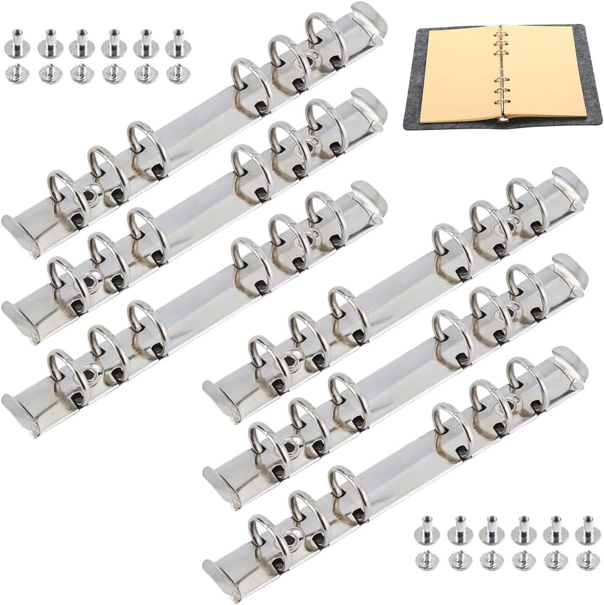 A5 losse bladen set van 6 - boekringen met 6 ringen - metalen binding voor albums en notitieboeken - ShopVlot