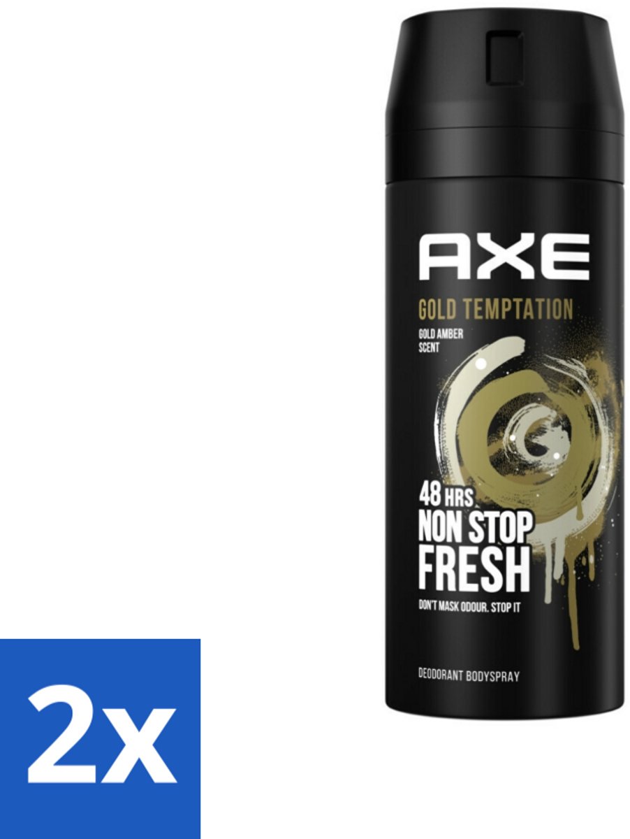 2 x AXE - Deodorant Spray - Gold Temptation - Luxe Geur - Oriëntaals & Fris - 150 ml - AXE Deodorant - Gold Temptation - Mannelijke Geur - Oriëntaalse Geur - Frisse Geur