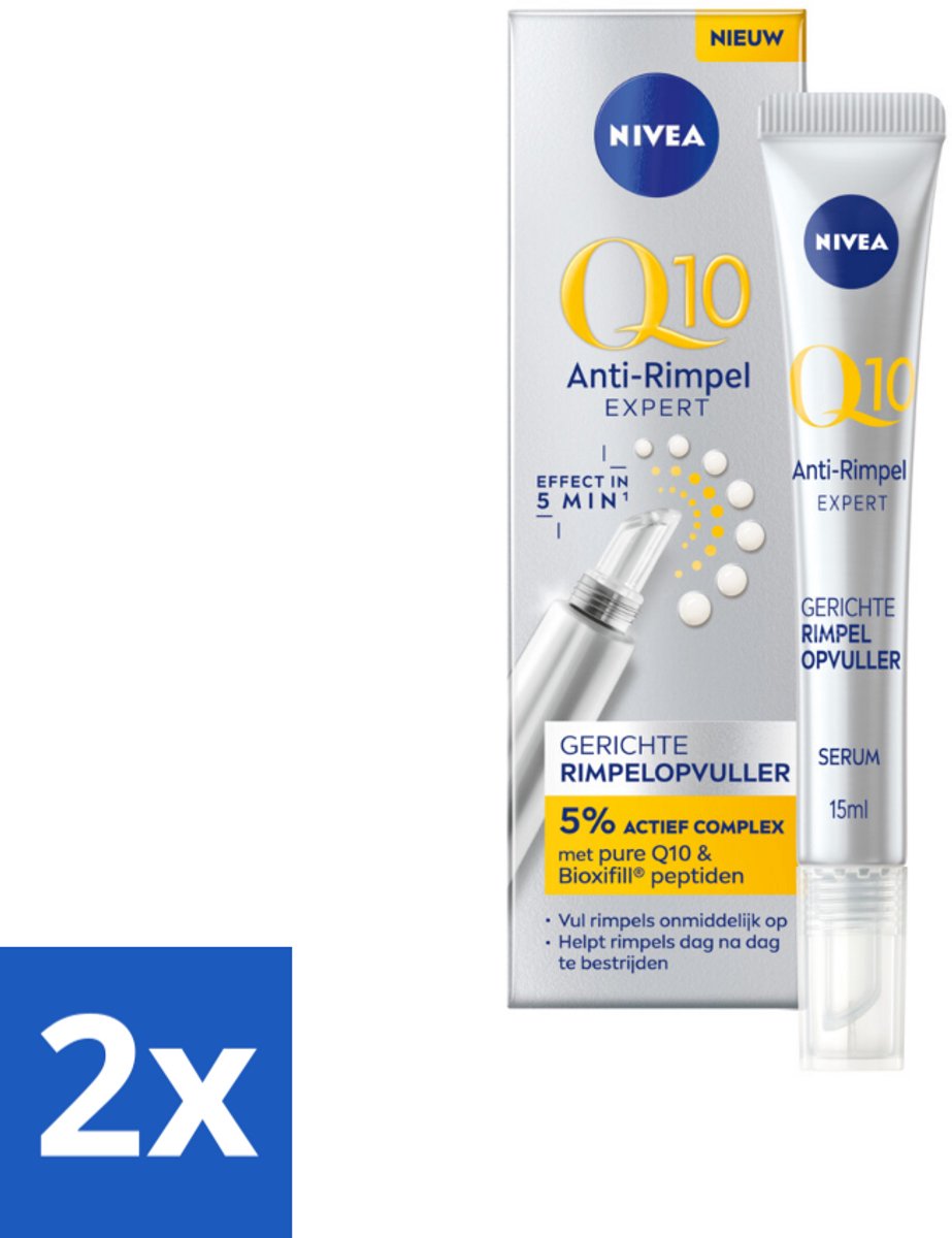 2 x NIVEA - Oogserum - Q10 Anti-Rimpel Expert - Rimpelopvuller - Voor rijpe huid - Met Q10 - 15 ml - NIVEA Q10 Oogserum - Anti-rimpel Serum - Rimpelvermindering - Oogcontour - Fijne Lijntjes