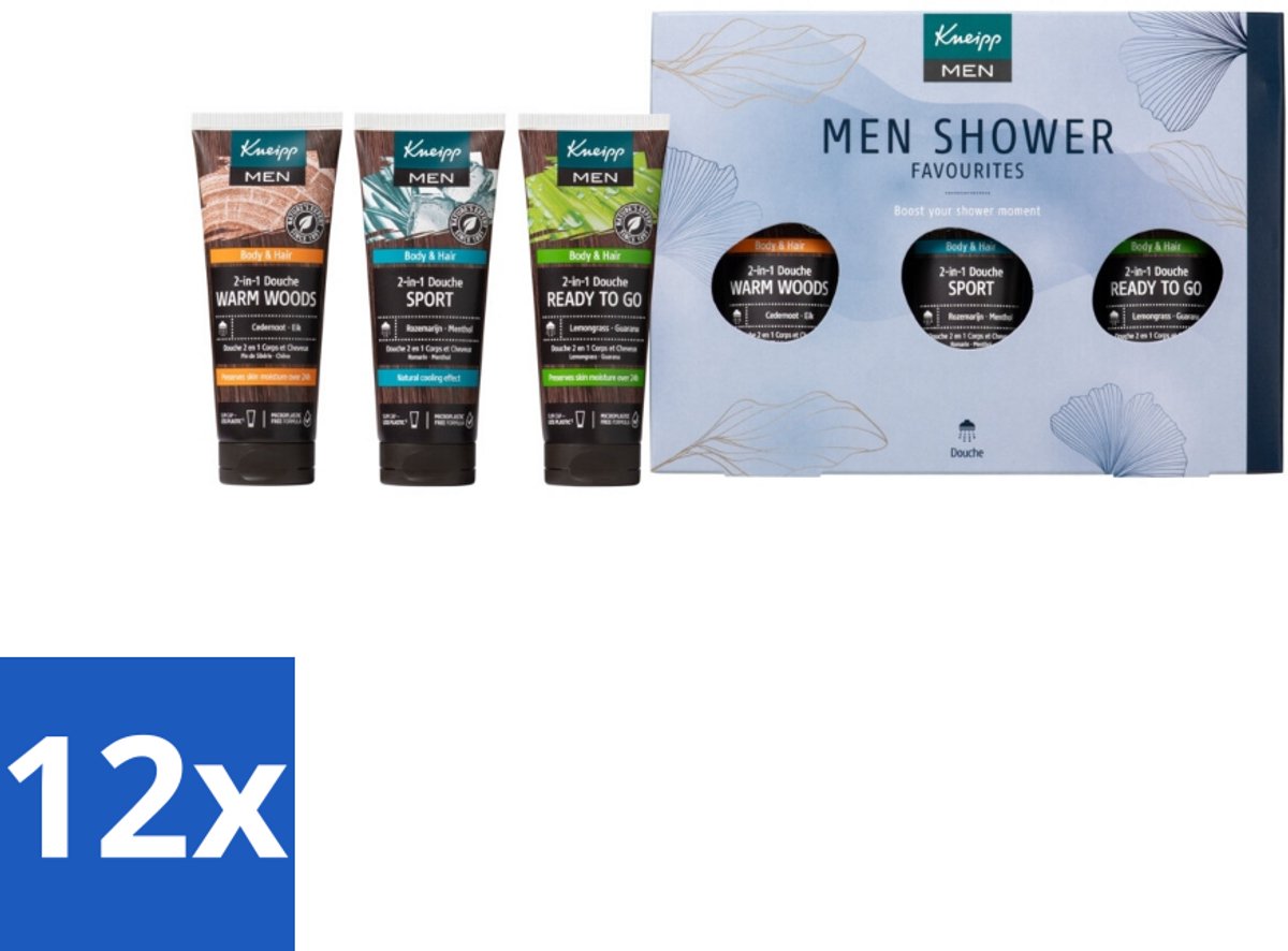 12 x Kneipp - Men Shower Favourites Geschenkset - Douchegel - Mannen - Verzorging - Cadeau - Natuurlijke Ingrediënten