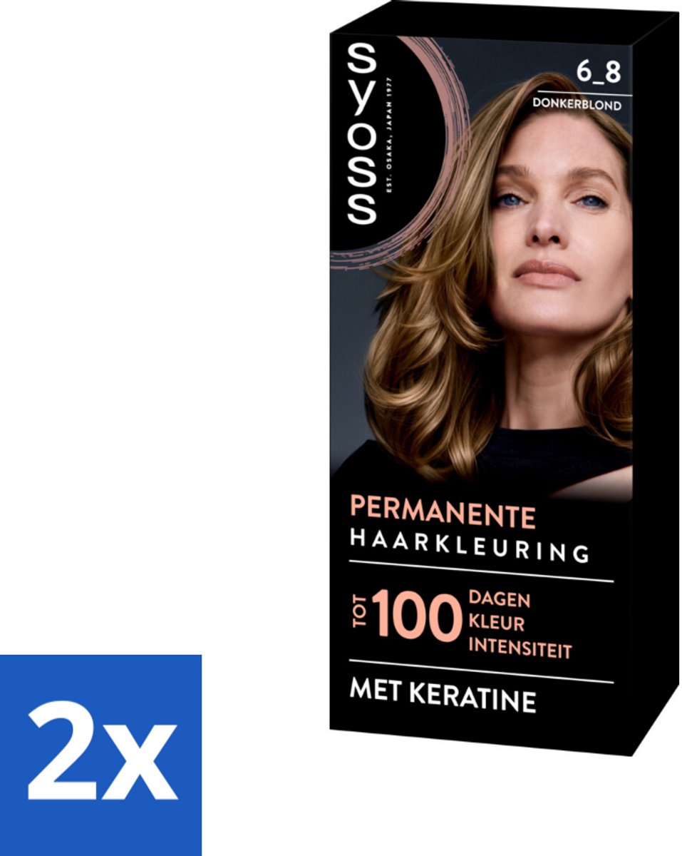 2 x SYOSS - Permanent Coloration 6-8 - Haarverf - Permanente Haarkleuring - Donkerblond - Grijsdekking - Permanente Haarkleuring - Donkerblond - Keratine - Grijsdekking - Haarkleur