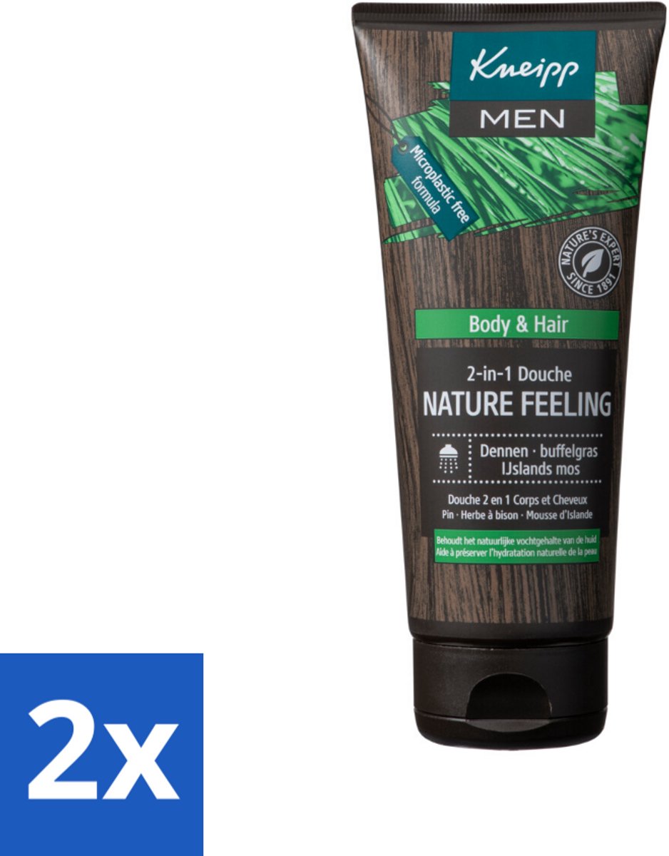 2 x Kneipp - Douchegel - Men - Nature Feeling - 2-in-1 - 200 ml - Douchegel - Mannen - Natuurlijke Verzorging - Dennenolie - Buffelgras