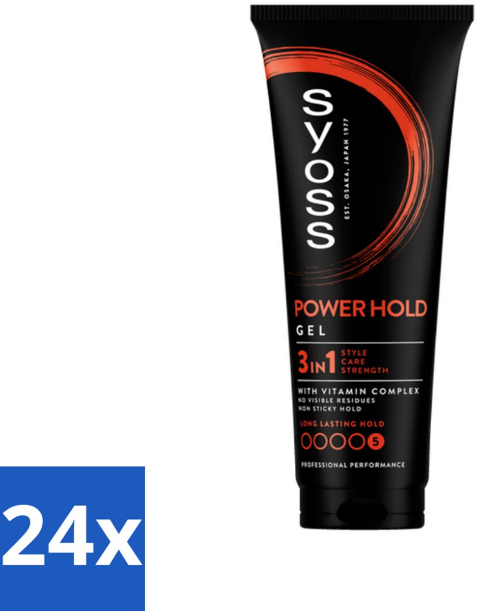 24 x Syoss - Power Hold - Haargel - Extra Sterke Fixatie - 250 ml - Haar Gel - Sterke Fixatie - Langdurige Styling - Haarproducten - Syoss