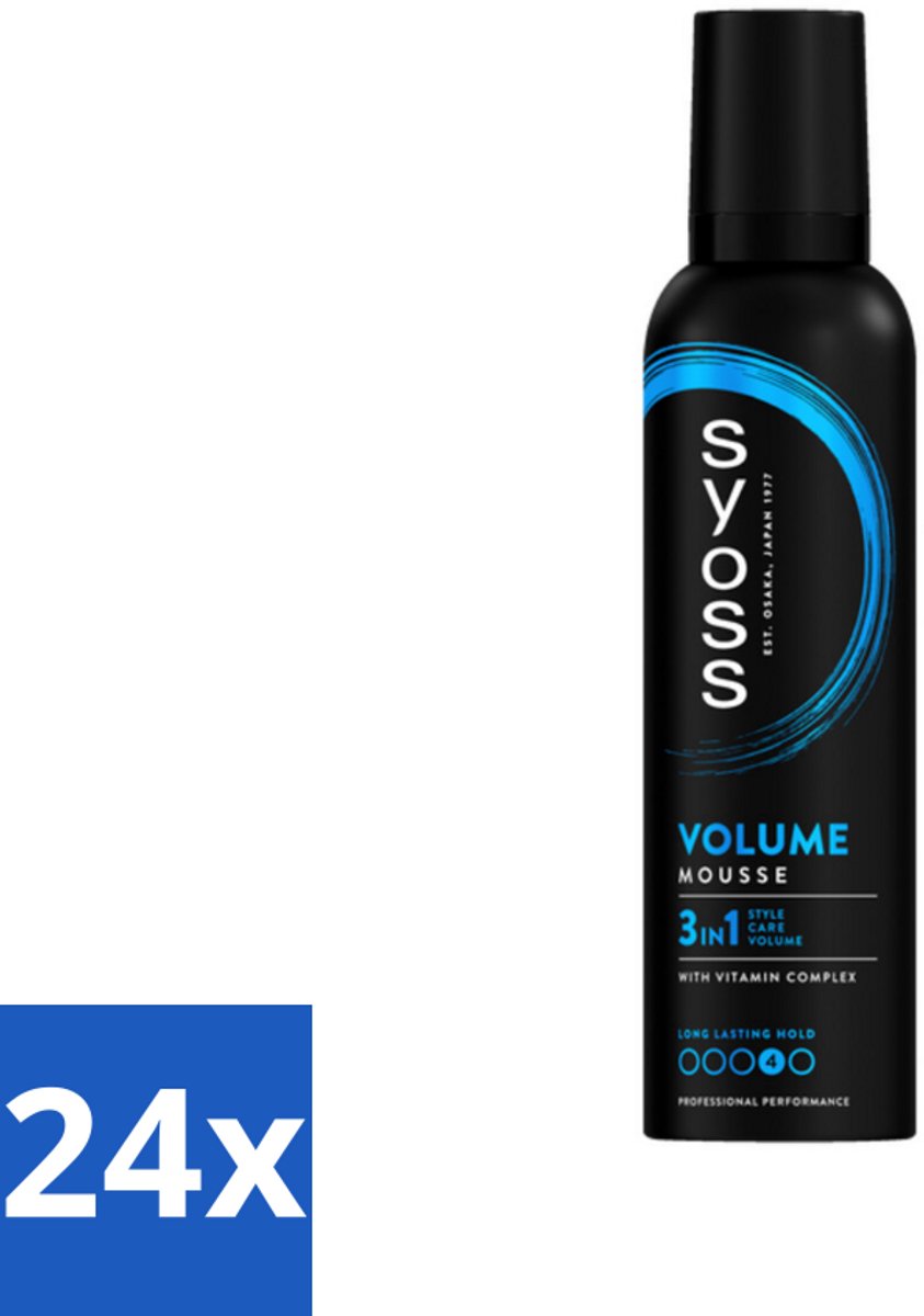 24 x Syoss - Volume - Haarmousse - Langdurige Volume - 250 ml - Haarvolume - Volumineuze Styling - Haarmousse - Volume Mousse - Syoss