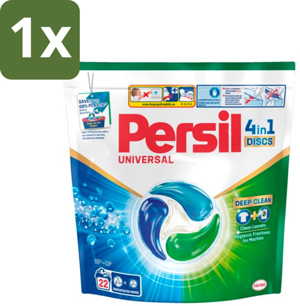 1 x Persil - Wasmiddel - Wasmiddelcapsules Discs Universal - Voor Witte Was - 22 wasbeurten - Persil 4in1 Discs - Witte Was - Vlekverwijdering - Hygiënisch Wasgoed - Fris Wasgoed