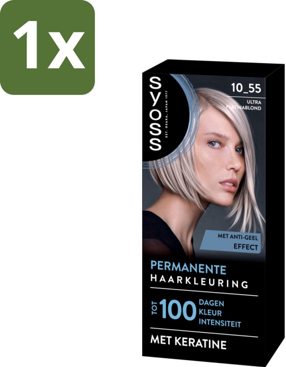 1 x SYOSS - Permanent Coloration 10-55 - Haarverf - Permanente Haarkleuring - Ultra Platina Blond - Grijsdekking - Haarverf - Permanente Haarkleuring - Grijsdekking - Ultra Platina Blond - Keratine