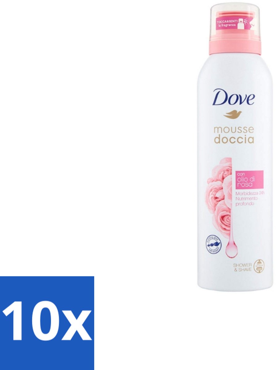 Dove Shower Foam - Rose Oil - 200 ml - Bulkverpakking - 10 stuks