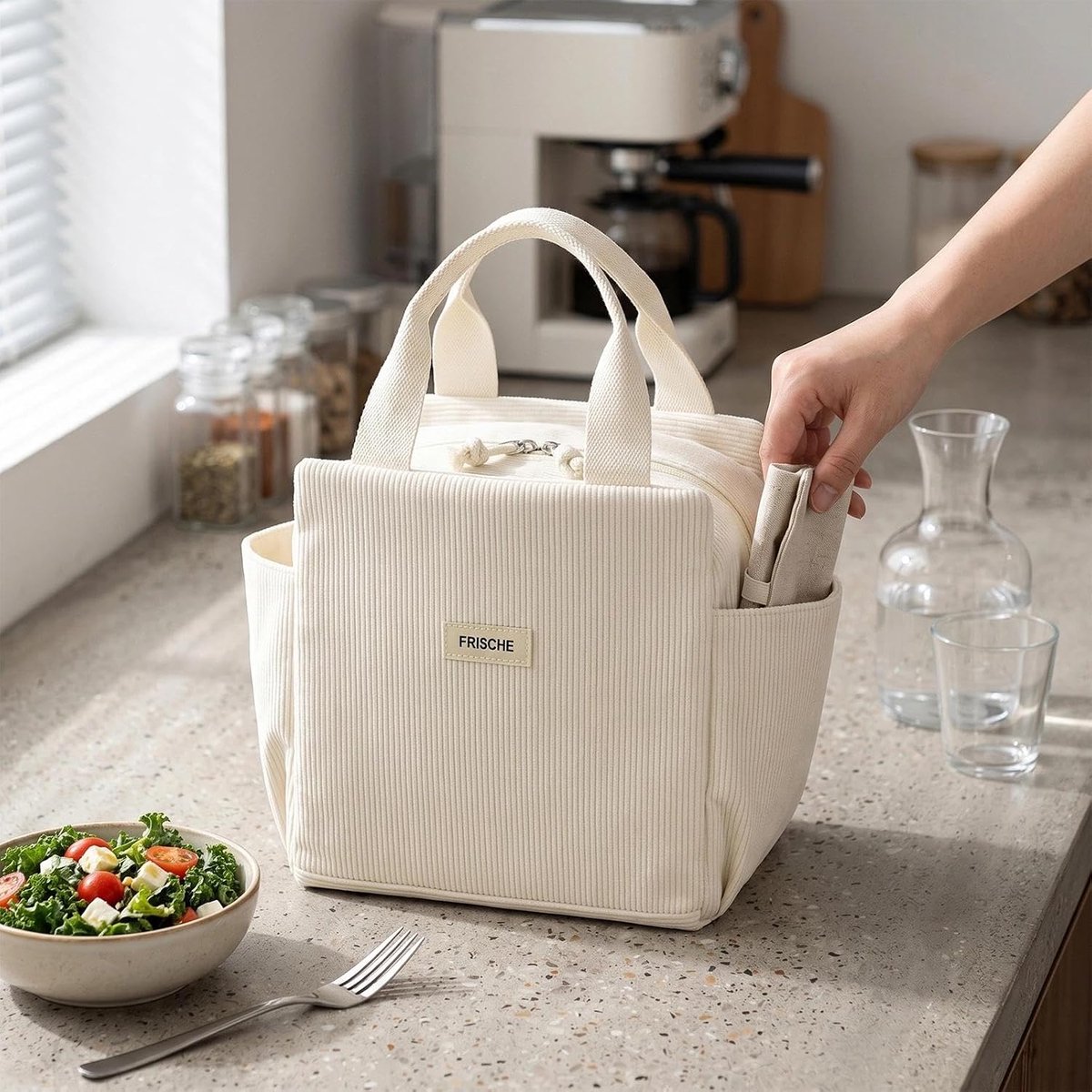 Lunchtas 12 liter - geïsoleerd - corduroy met aluminiumfolie - ideaal voor school - ShopVlot