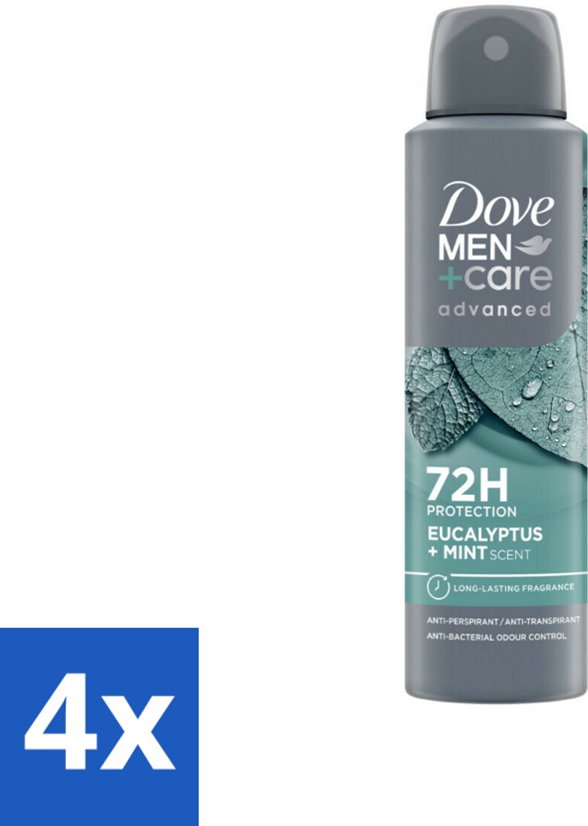 4 x Dove Men+Care Deodorant Spray - Eucalyptus & Mint - 150 ml - Deodorant Spray - Anti-transpirant - Eucalyptus - Munt - 72 Uur Bescherming