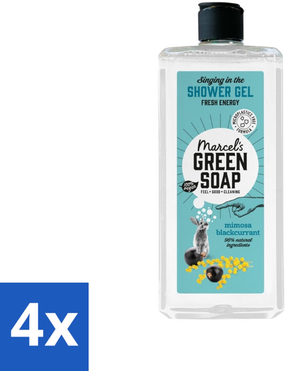 4 x Marcel's Green Soap - Douchegel - Mimosa & Zwarte Bes - Verzorgend & zacht - 300 ml - Douchegel - Mimosa - Zwarte Bes - Biologische Douchegel - Vegan Douchegel