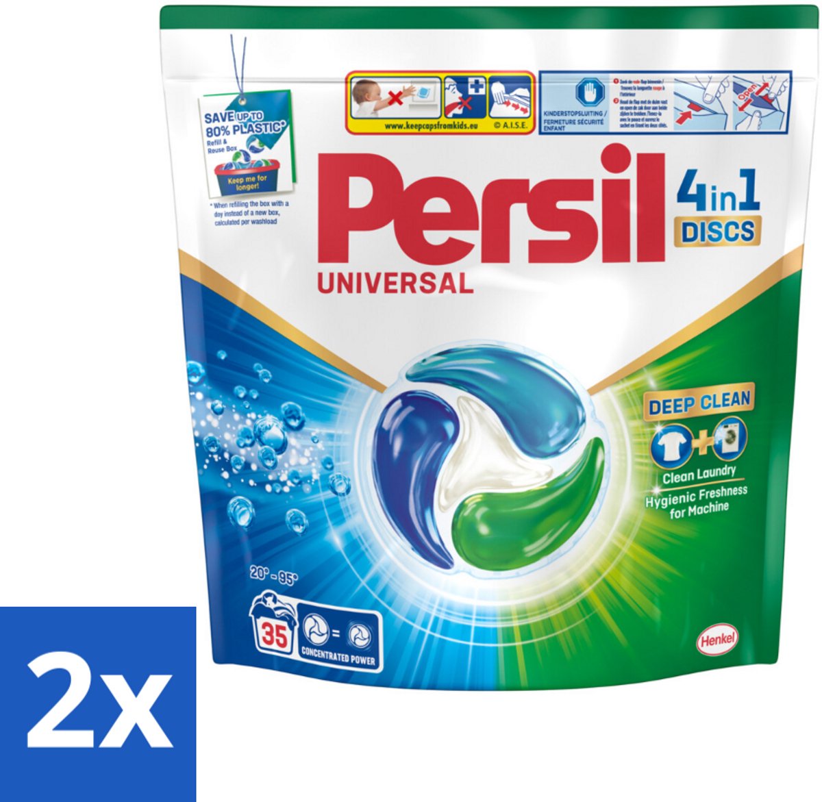 2 x Persil - Wasmiddel - Discs Universal - Voor Witte Was - 35 wasbeurten - Wasmiddelen - Waspoeder - Vlekkenverwijderaar - Wascapsules - Biologisch Afbreekbaar