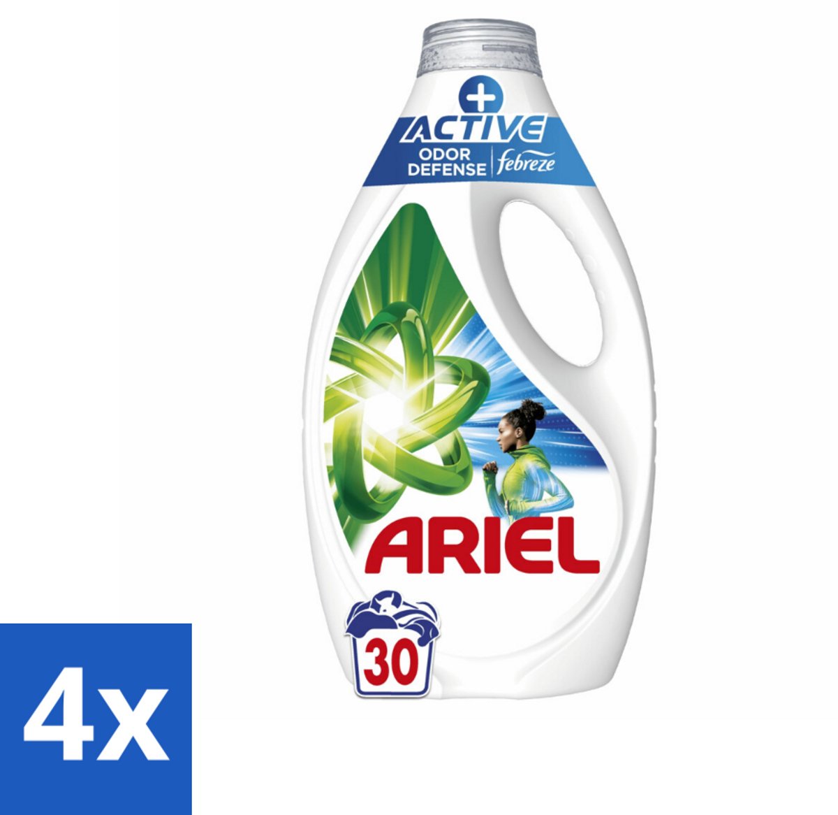 4 x Ariel - Vloeibaar Wasmiddel - +Actieve Odor Defense - 30 Wasbeurten - 1,35 liter - Ariel Wasmiddel - Wasmiddel Vloeibaar - Geurcontrole - Zweetgeur - Vlekken Verwijderen