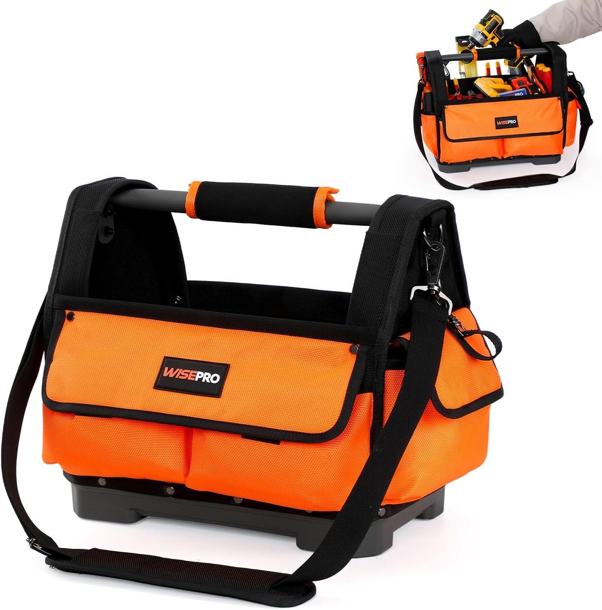Open gereedschapszak 39,5 x 32,5 x 23 cm - 1680D polyester - waterdicht - optimale opslagruimte - ShopVlot