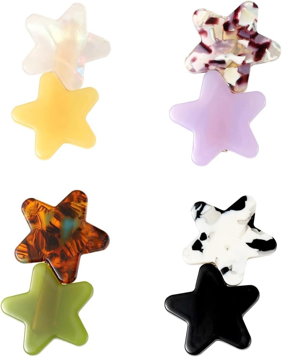 Mini-ster haarspelden 4 cm - stervorm - set van 4 kleuren - perfect voor Kawaii kapsels - ShopVlot