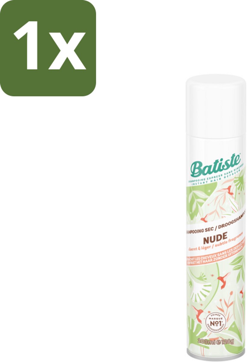 1 x Batiste - Nude - Droogshampoo - Frisse Look - Volume en Textuur - 200ml - Droogshampoo - Fris Haar - Vet Haar - Droog Haar - Haartype