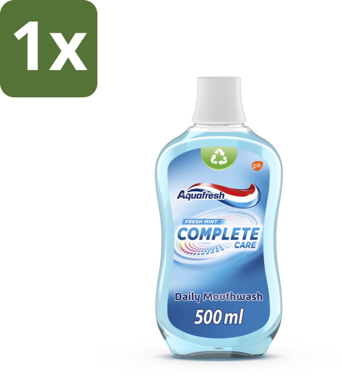 1 x Aquafresh Complete Care Mondwater - Fresh Mint - 500 ml - Mondwater - Mondverzorging - Gaatjes - Tandplak - Frisse Adem
