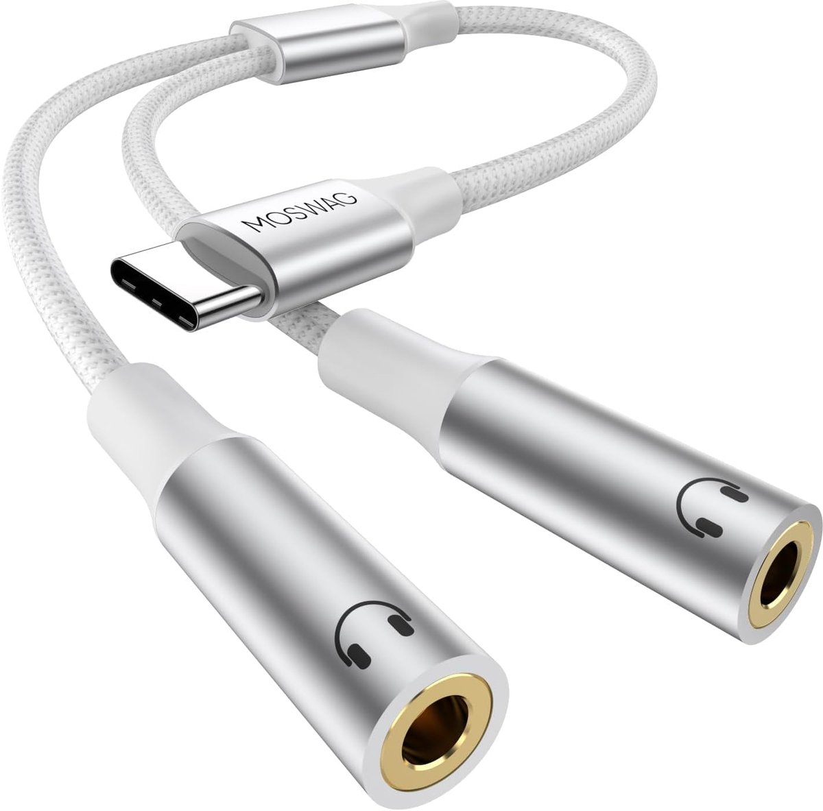 AUX headphone jack adapter - Type C naar dual 3.5mm - audio splitter voor meerdere koptelefoons - ShopVlot