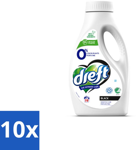 Dreft - Vloeibaar Wasmiddel - 0% Donkere Was - Kleurbescherming - 19 Wasbeurten - Bulkverpakking - 10 stuks