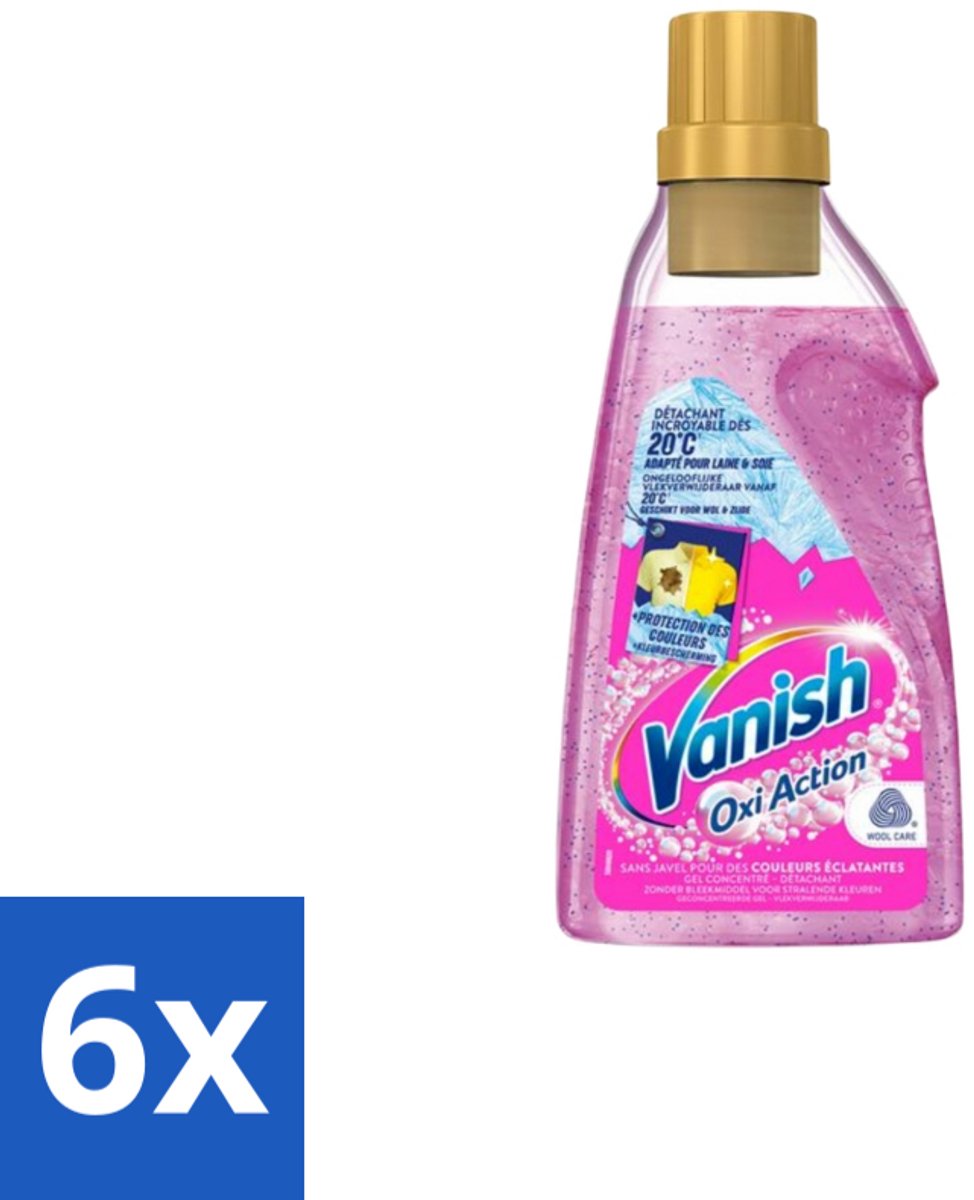 6 x Vanish - Vlekverwijderaar - Oxi Action Wasbooster Gel - Voor Gekleurde Was - 750 ml - Vlekkenverwijderaar - Wasbooster - Gekleurde Was - Wasmiddel - Wasgel