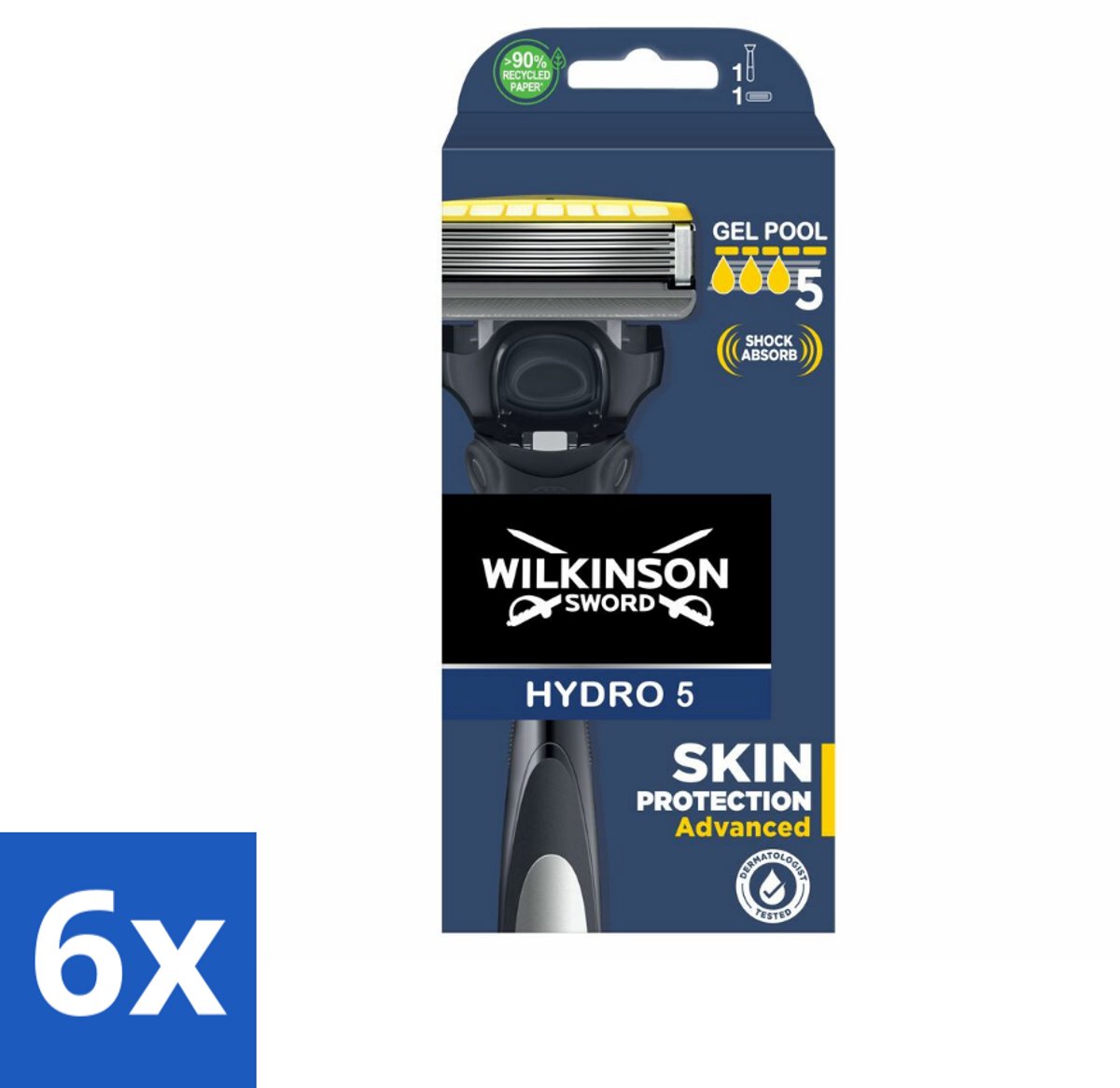 6 x Wilkinson Sword - Navulmesjes - Hydro 5 Skin Protection Advanced - Beschermend - 1 mesje - Scheermes - Scheermes 5 Mesjes - Hydro 5 - Wilkinson Sword - Scheermes Voor Mannen