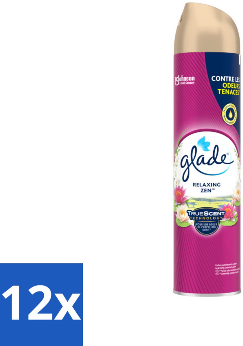 12 x Glade - Luchtverfrisser Spray - Relaxing Zen - 300 ml - Luchtverfrisser - Geur - Relaxen - Zen - Appel