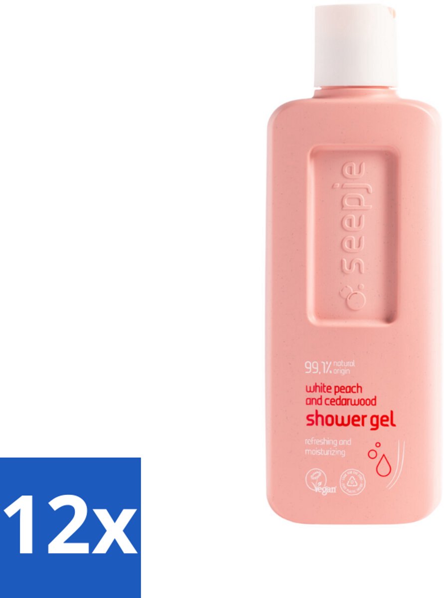 12 x Seepje - Douchegel - Natuurlijke Geur - Witte Perzik en Cederhout - 300 ml - Douchegel - Natuurlijke Douchegel - Biologische Douchegel - Douchegel Met Witte Perzik - Douchegel Met Cederhout