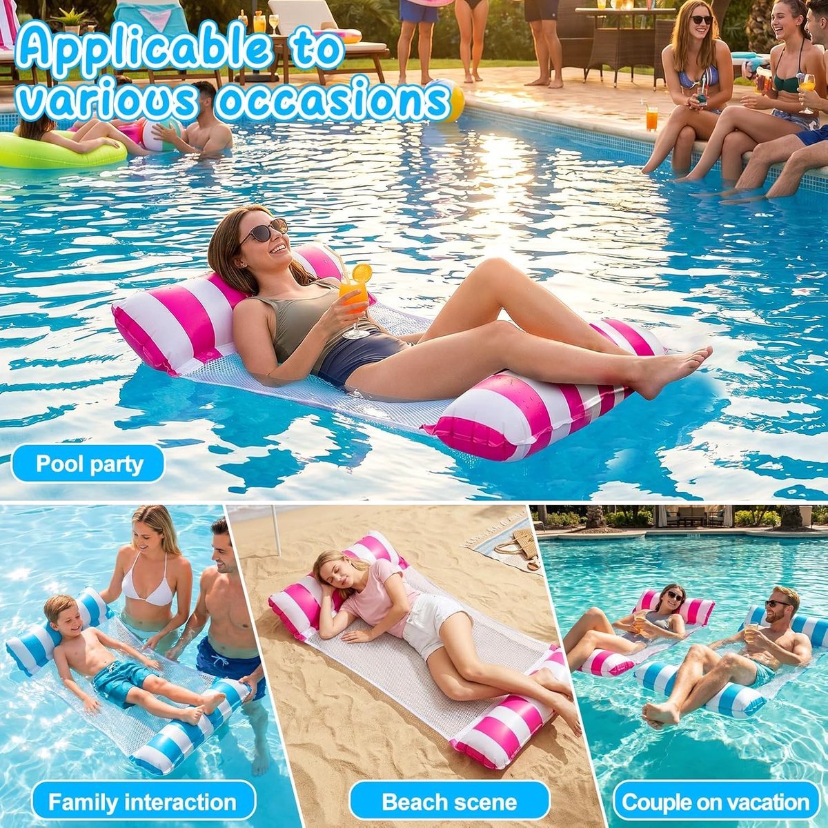 Solvix opblaasbad - Inflatable Hammock Set - PVC - 4-in-1 Fun - Geschikt voor Volwassenen en Kinderen