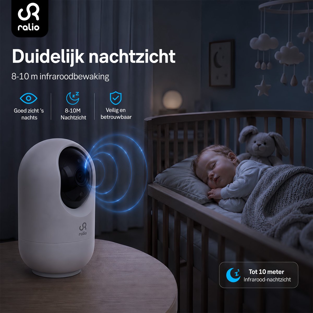 ABBNL Ralio Babyfoon Camera 2K/3MP - Veilige Cloudopslag & SD-kaartondersteuning tot 256GB thumbnail 5