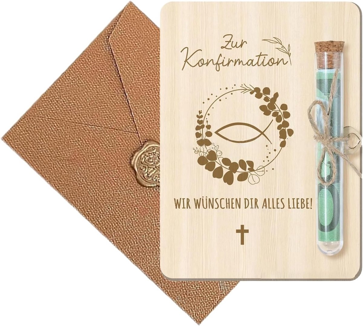 Unieke Bevestigingsgeschenken, Geldgeschenk voor Bevestiging, Boxwood met Glazen Buizen en Jute Touw voor Kinderen, Bruiloften en Jubilea