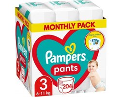 Pampers - Baby Dry Pants - Maat 3 - Maandbox - 204 stuks - 6/11 KG