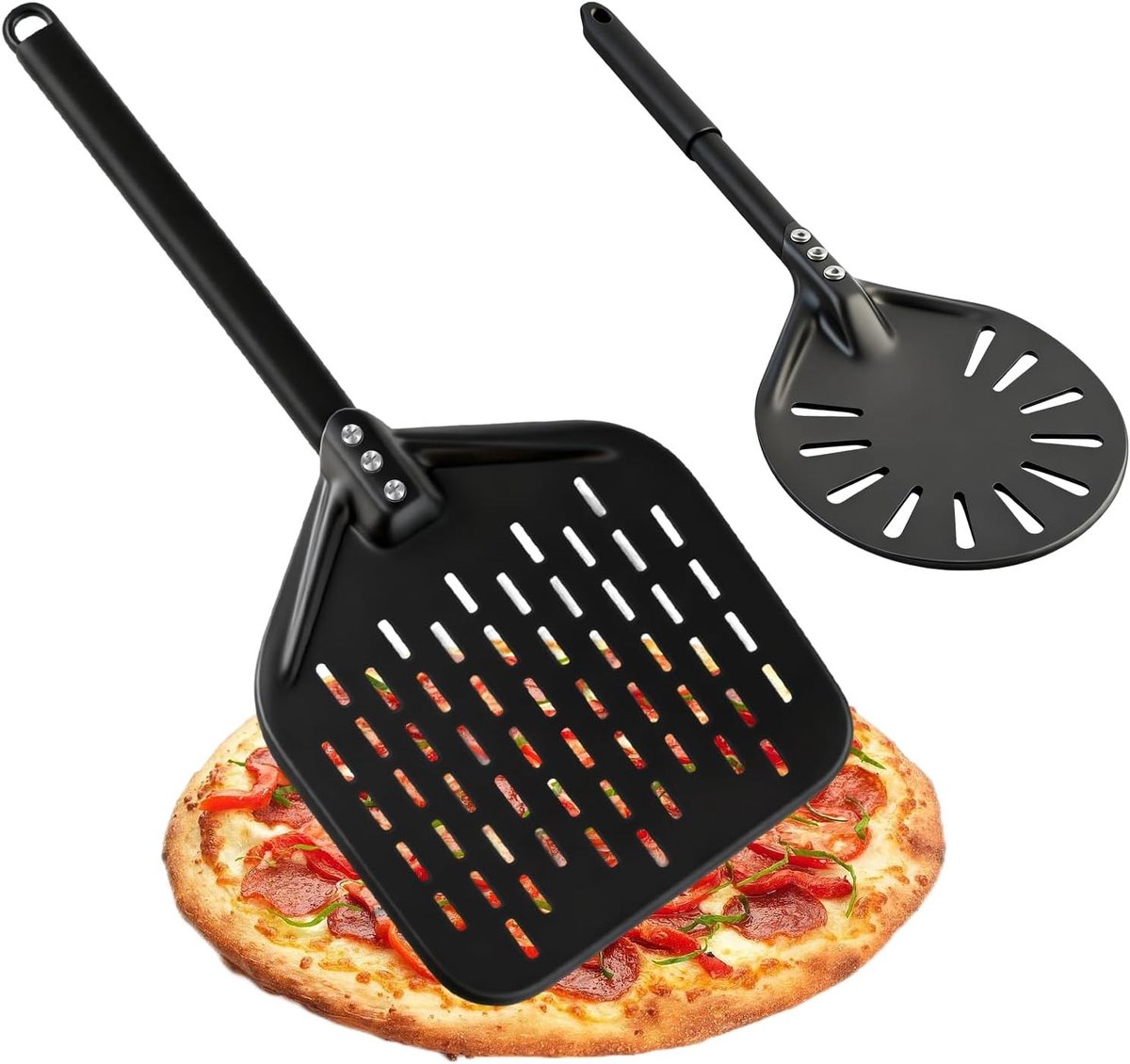 Pizzaschep Set - Aluminium - Geperforeerd Ontwerp - Afneembare Handgrepen - Voor Pizzaliefhebbers