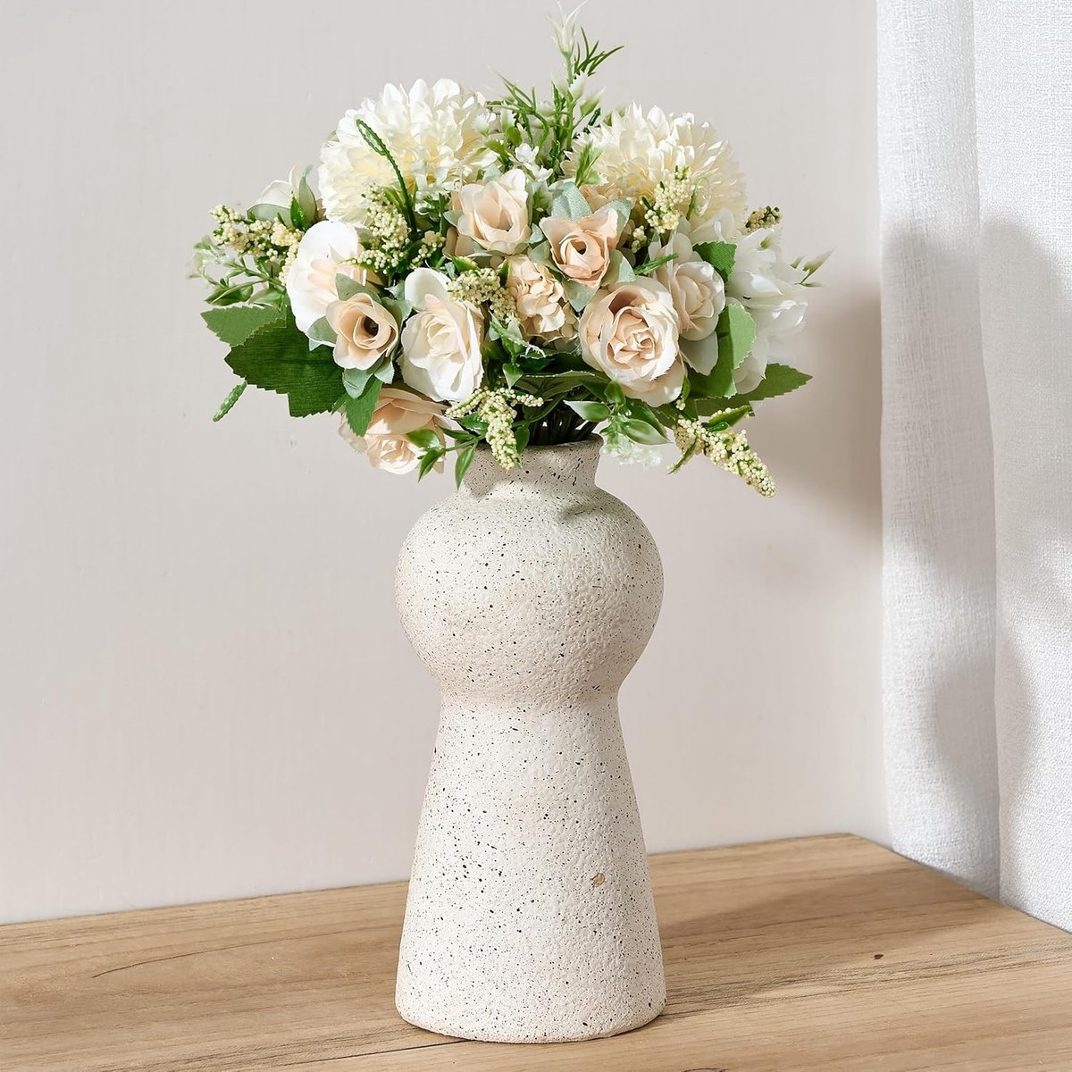 Rustieke bloemenvaas van keramiek, 20 cm boho stijl voor huisdecoratie, terracotta vaas vo