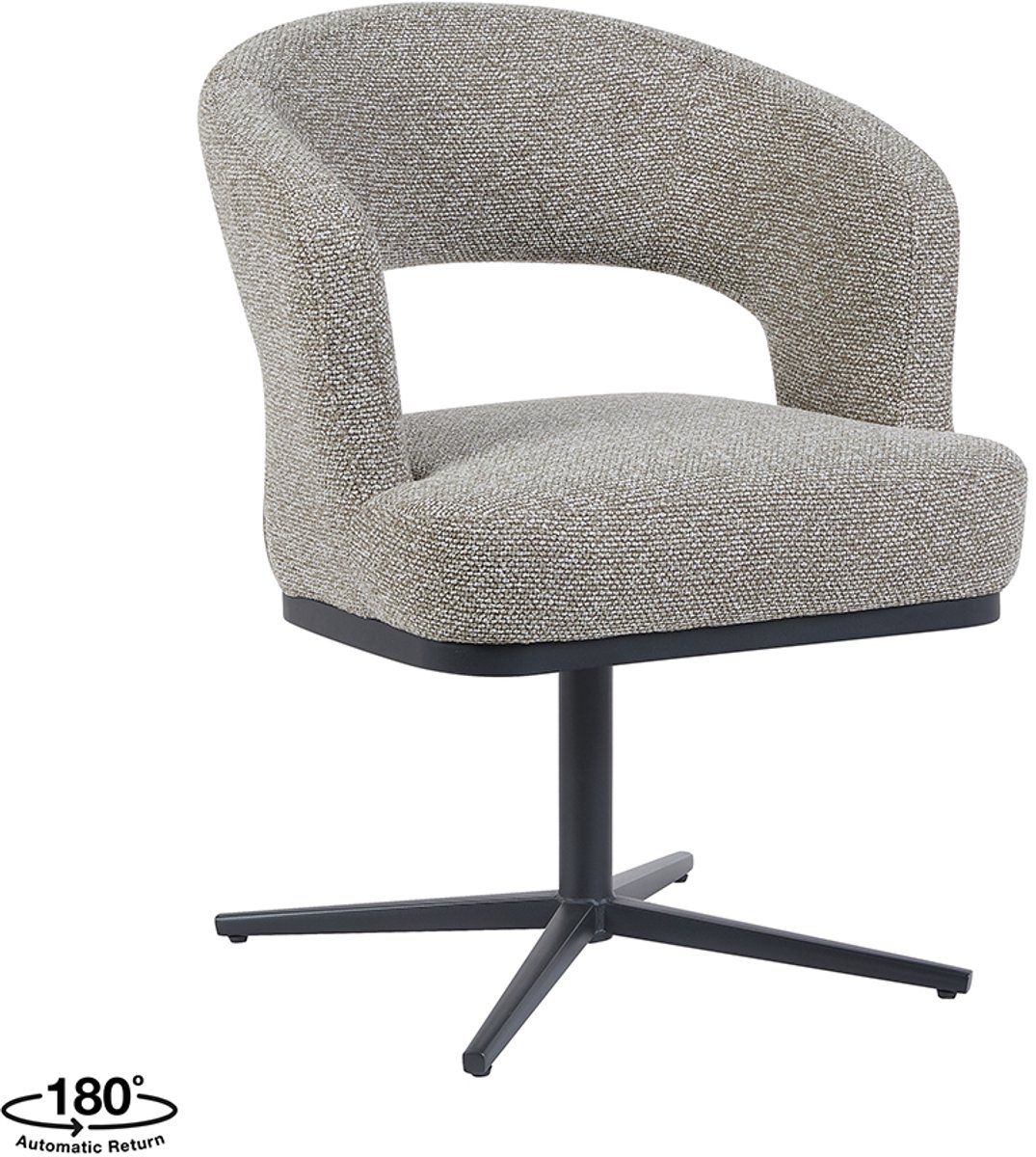 LABEL51 Monaco Eetkamerstoel - Bruin - Royal Stof - Zwart Metaal - Stoel - Eetkamerfauteuil
