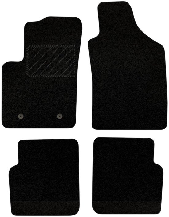 Set van vier zwarte automatten voor een Fiat 500.